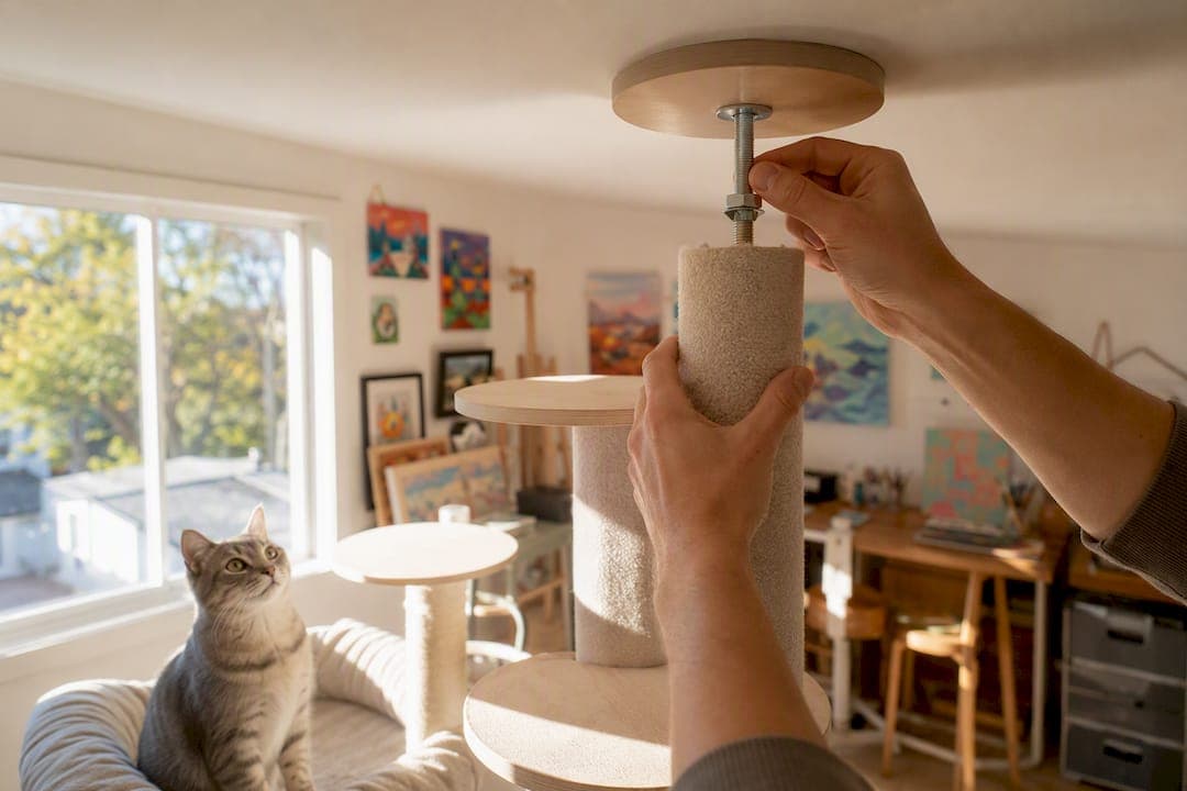 Mechanical Tension Bolts Beat Springs for Floor to Ceiling Cat Trees